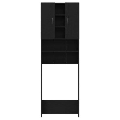 Wasmachinekast 64x25,5x190 cm zwart eikenkleur