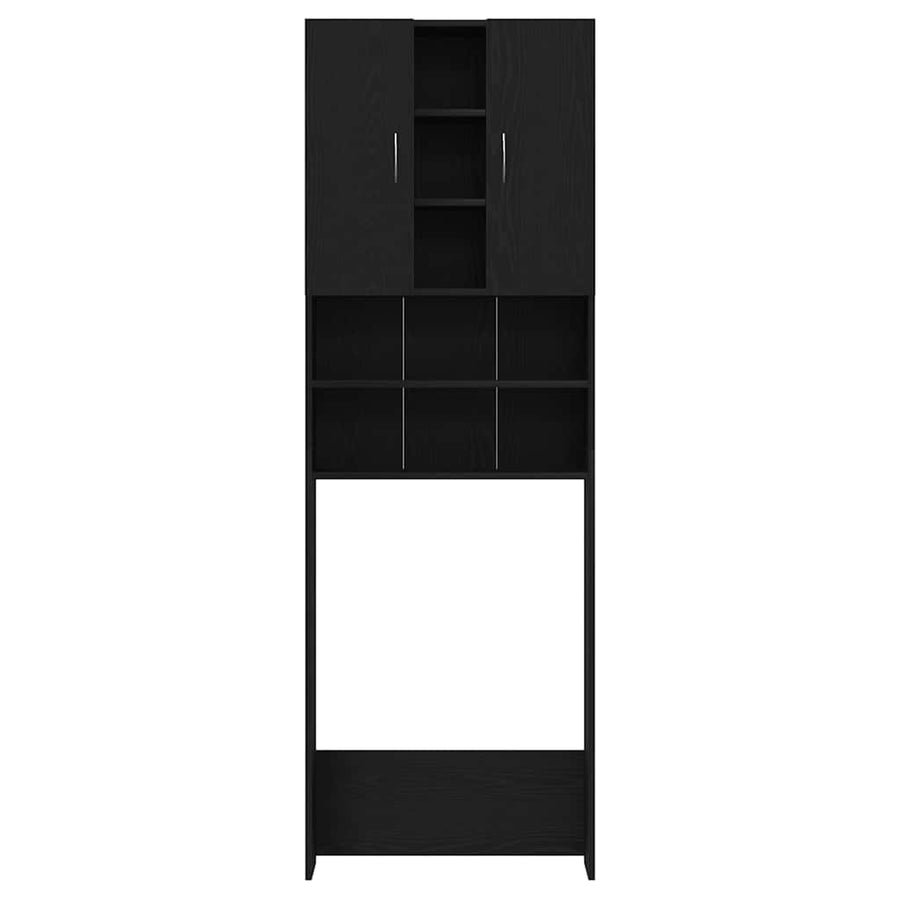 Wasmachinekast 64x25,5x190 cm zwart eikenkleur