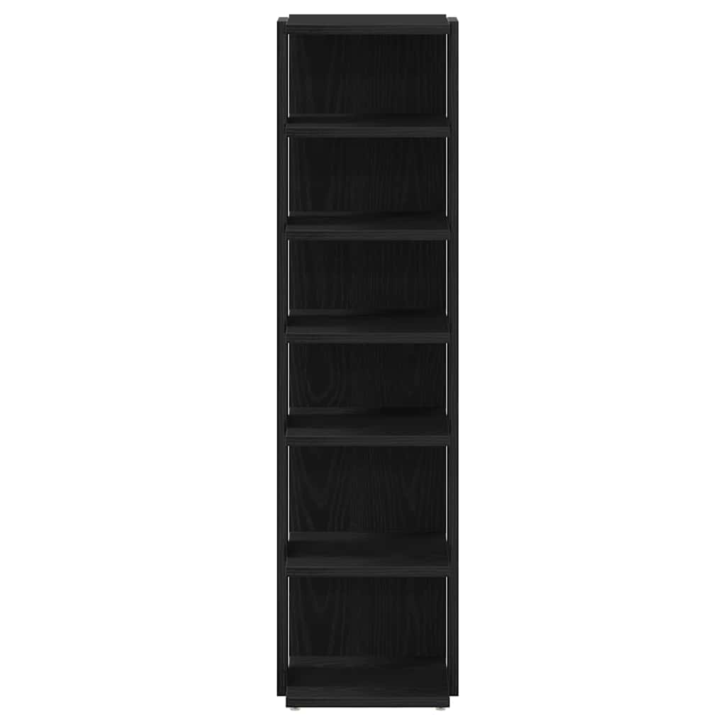 Schoenenkast 25x27x102 cm bewerkt hout zwart eikenkleur
