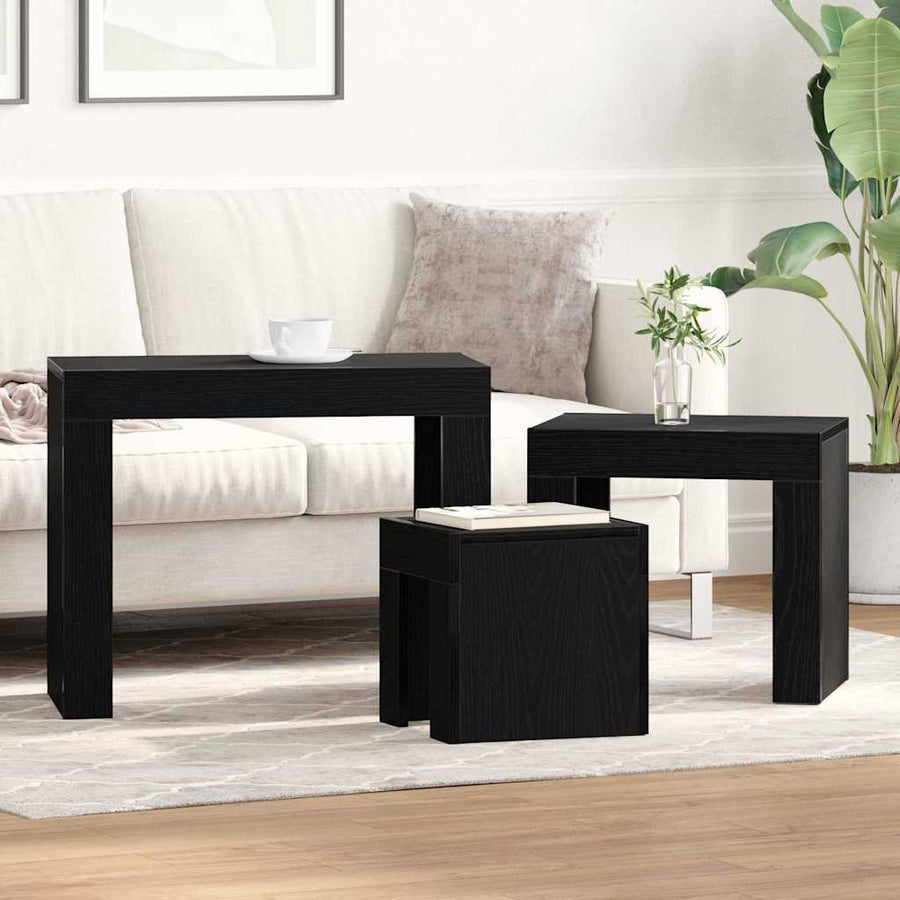 Stapel Koffietafels 3 St Hout Zwart eiken