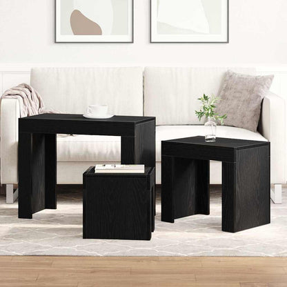 Stapel Koffietafels 3 St Hout Zwart eiken