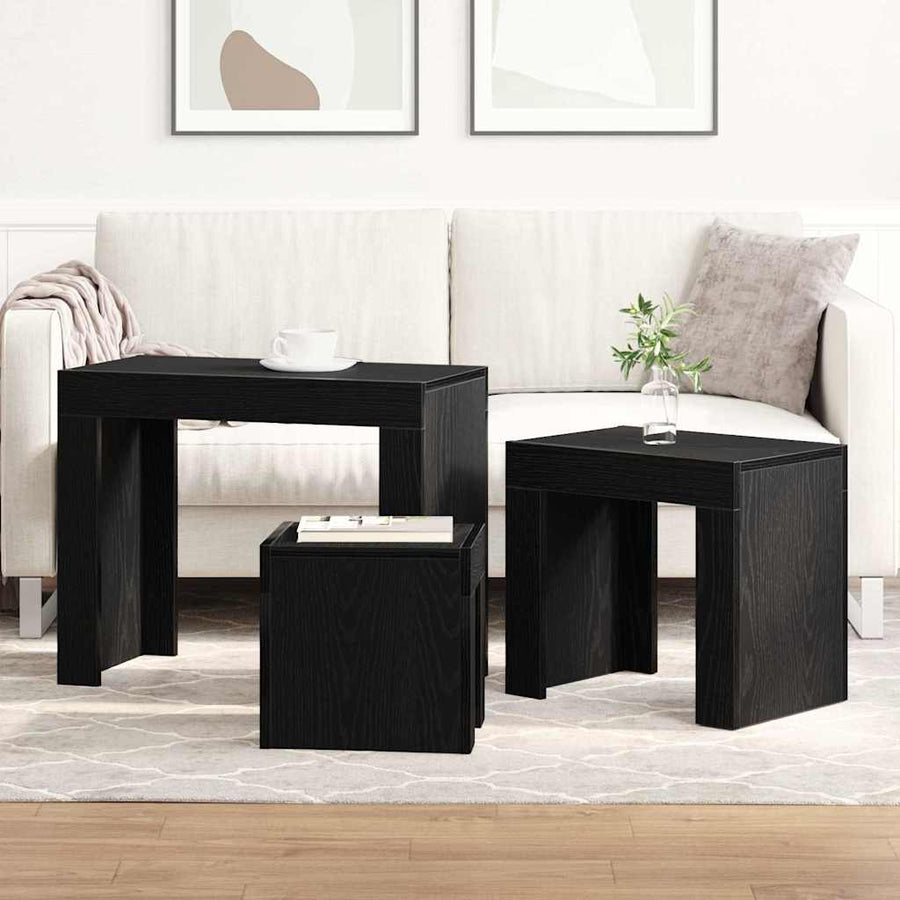 Stapel Koffietafels 3 St Hout Zwart eiken