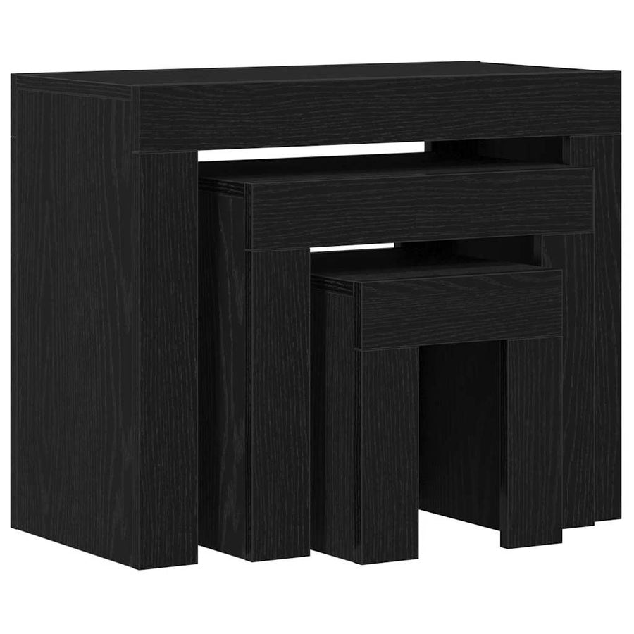 Stapel Koffietafels 3 St Hout Zwart eiken