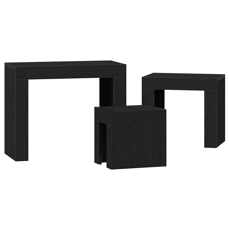 Stapel Koffietafels 3 St Hout Zwart eiken