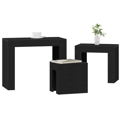 Stapel Koffietafels 3 St Hout Zwart eiken