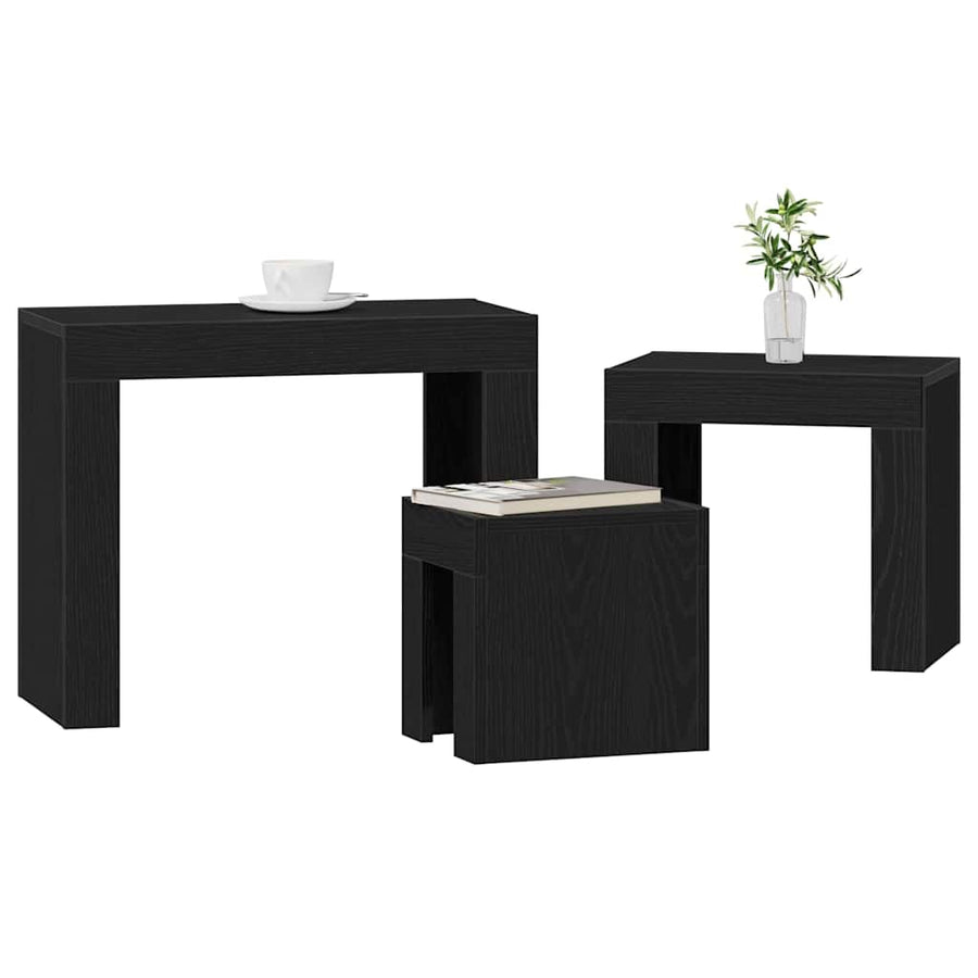 Stapel Koffietafels 3 St Hout Zwart eiken
