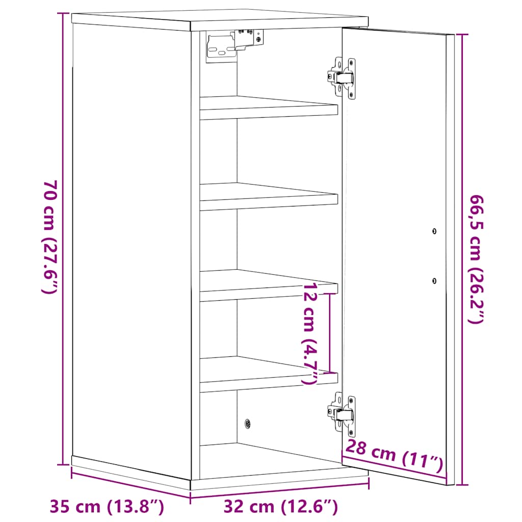 Schoenenkast 32x35x70 cm spaanplaat zwart eikenkleurig