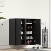 Schoenenkast spaanplaat 32x35x70 cm zwart eiken 2 stuks