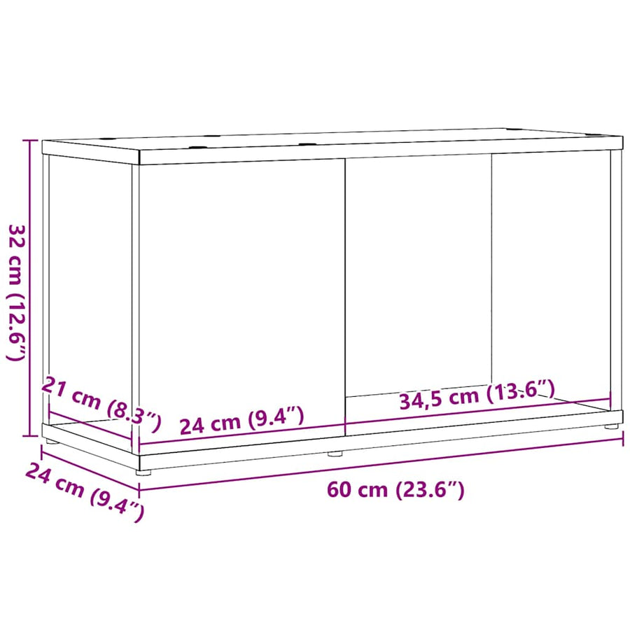 Tv-meubel 60x24x32 cm spaanplaat zwart eikenkleurig