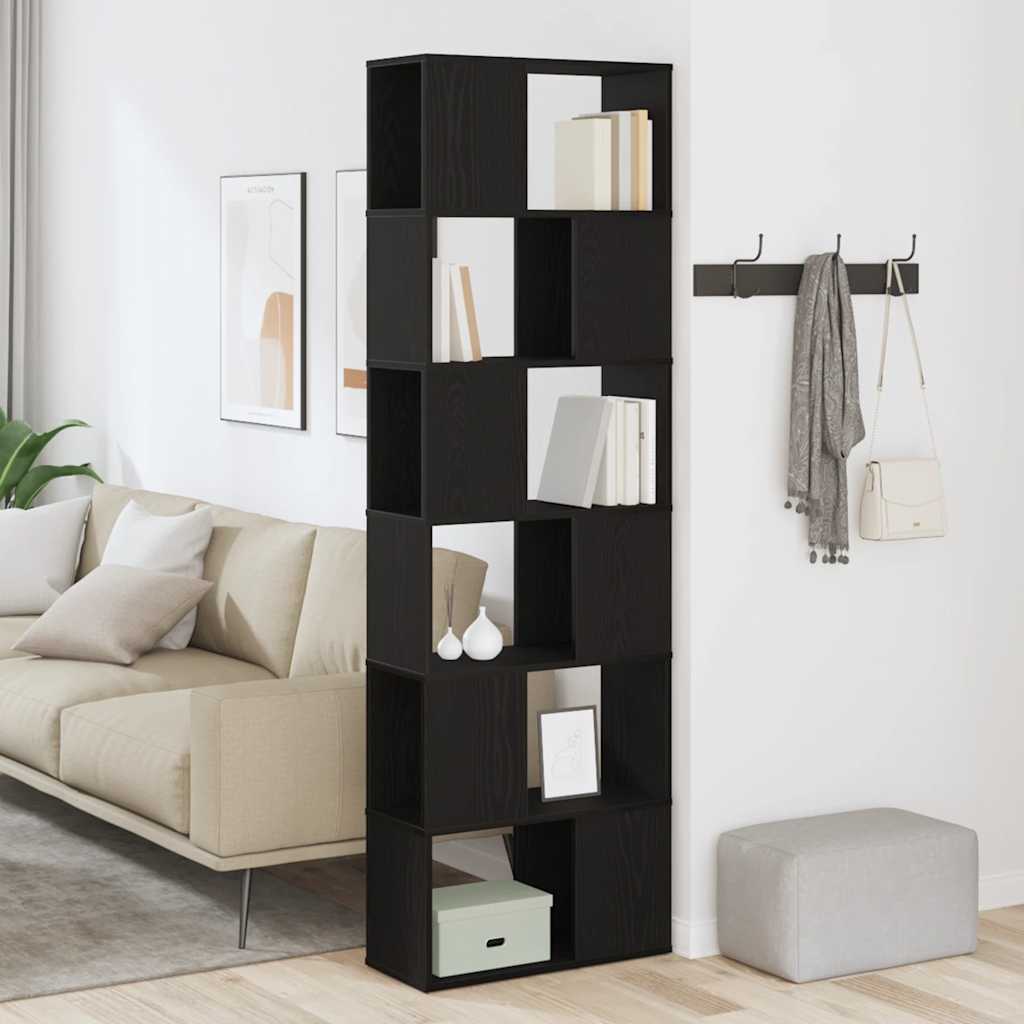 Boekenkast/kamerscherm 60x24x186 cm zwart eikenkleurig