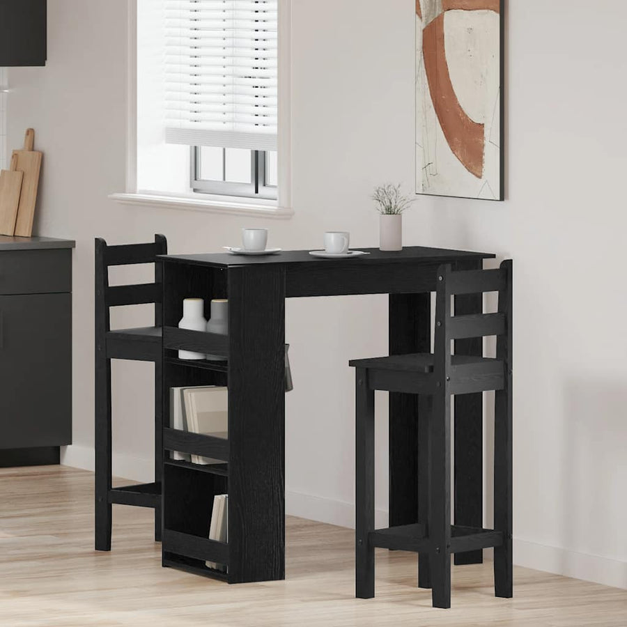 Bartafel met opbergrek 102x50x103,5 cm zwart eikenkleurig