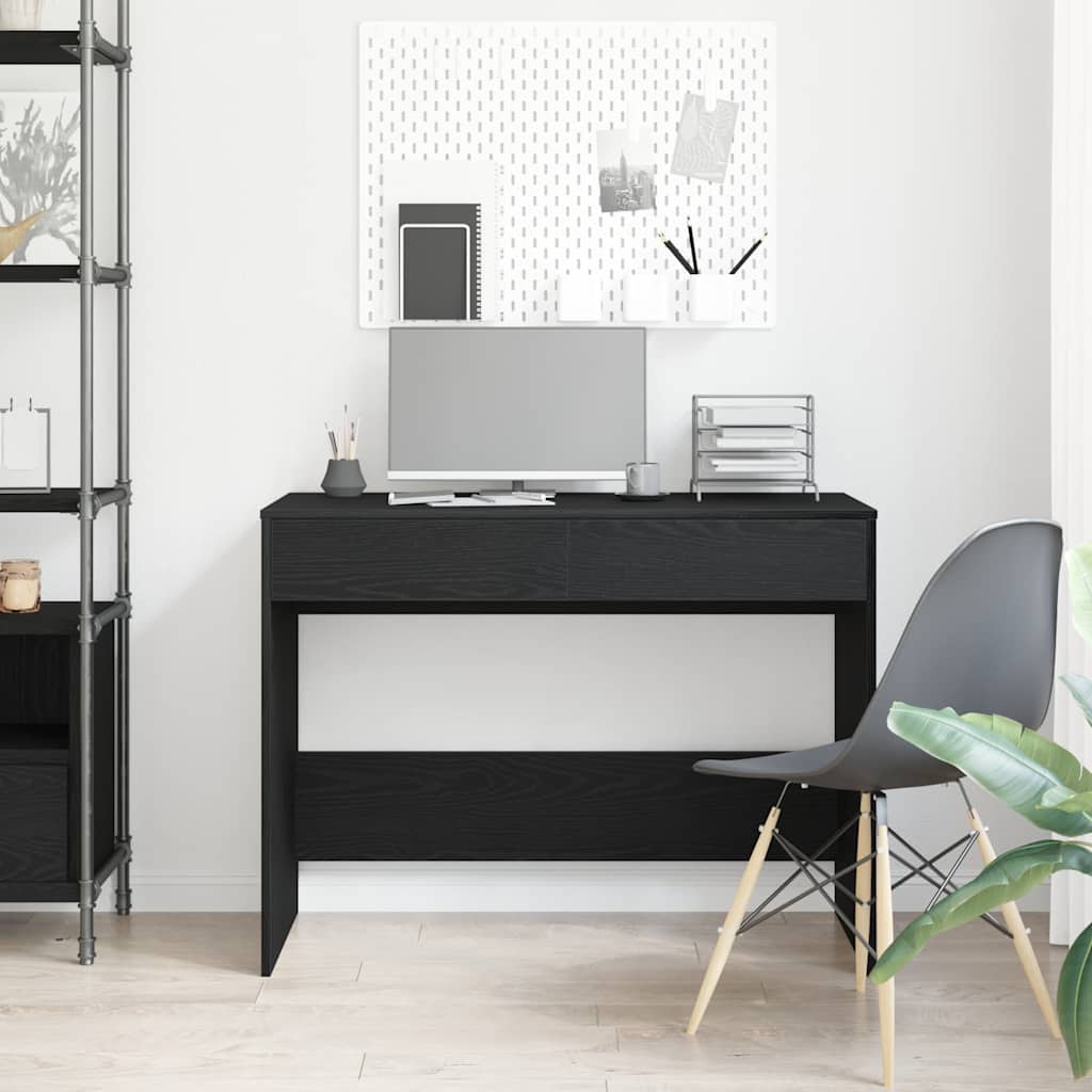 Bureau 101x50x76,5 cm spaanplaat zwart eikenkleurig