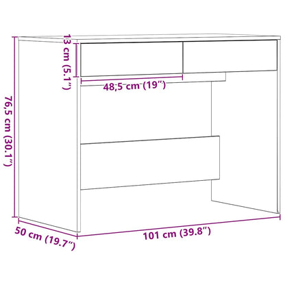 Bureau 101x50x76,5 cm spaanplaat zwart eikenkleurig