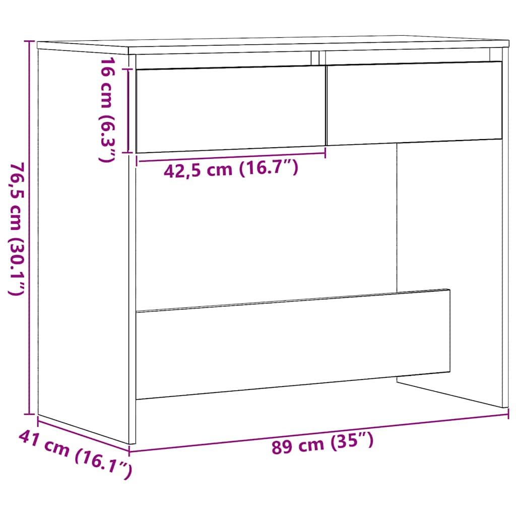Wandtafel 89x41x76,5 cm spaanplaat zwart eikenkleurig