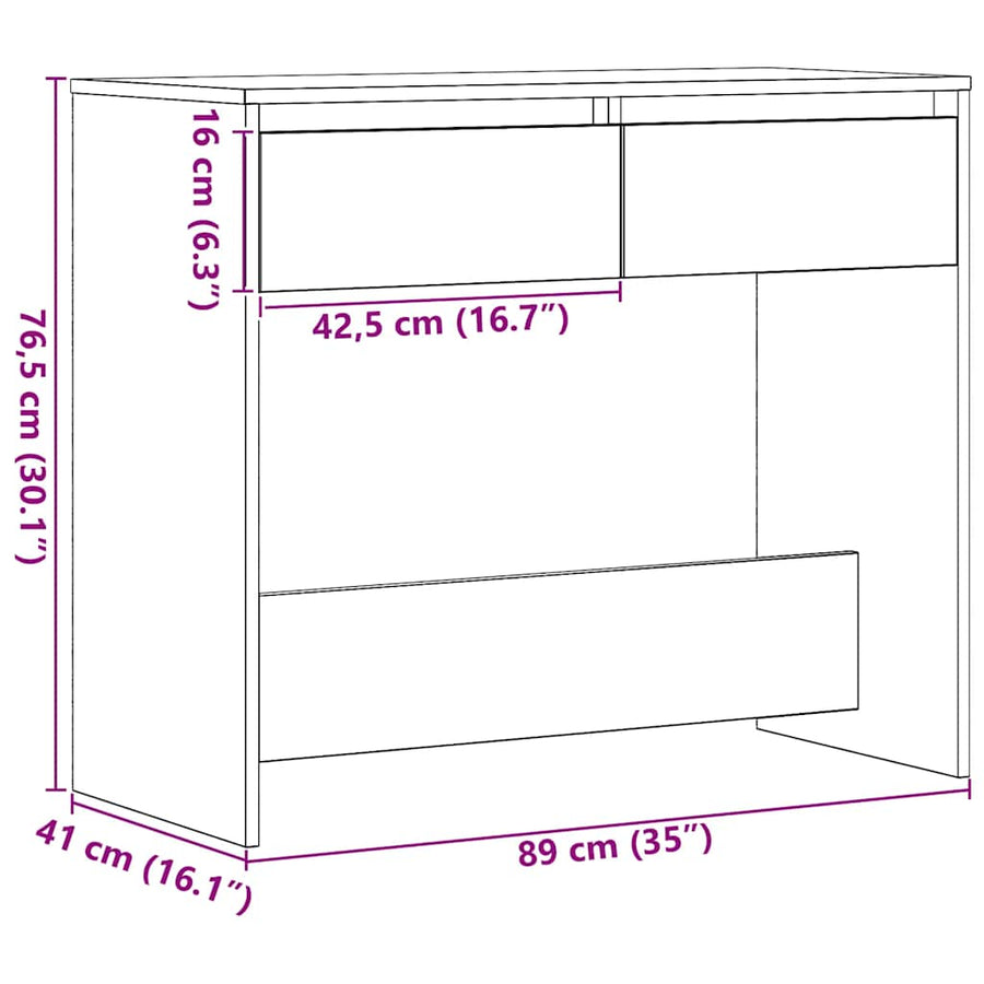 Wandtafel 89x41x76,5 cm spaanplaat zwart eikenkleurig