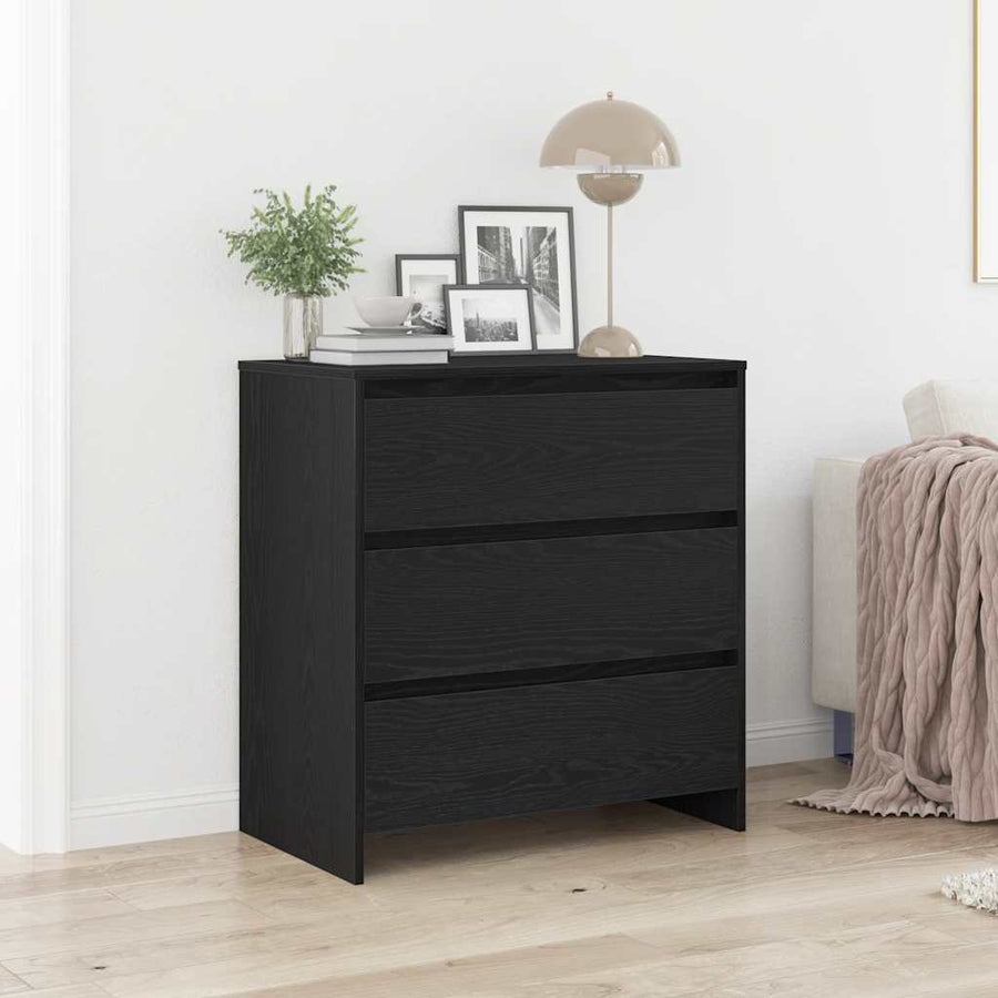 Dressoir 70x41x75 cm bewerkt hout zwart eikenkleur