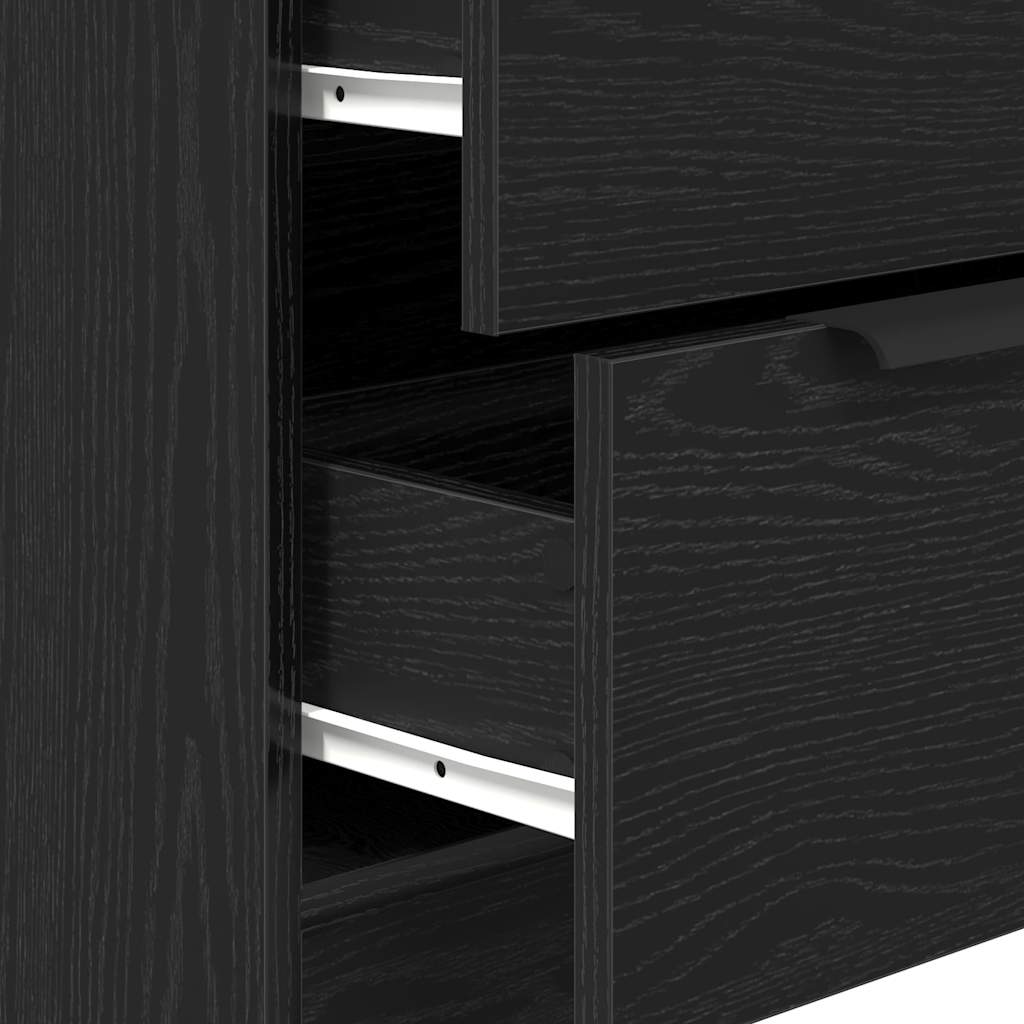 Dressoir met lade Zwart Eiken 60 x 30 x 70 cm Bewerkt hout