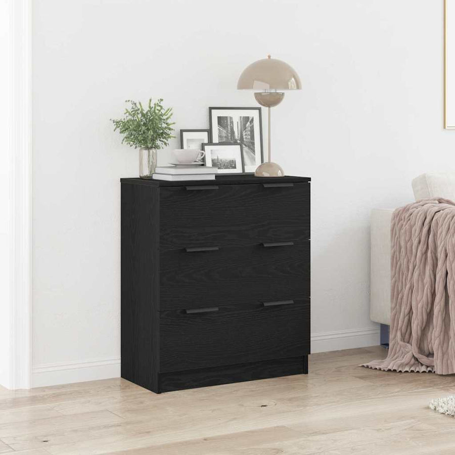 Dressoir met lade Zwart Eiken 60 x 30 x 70 cm Bewerkt hout