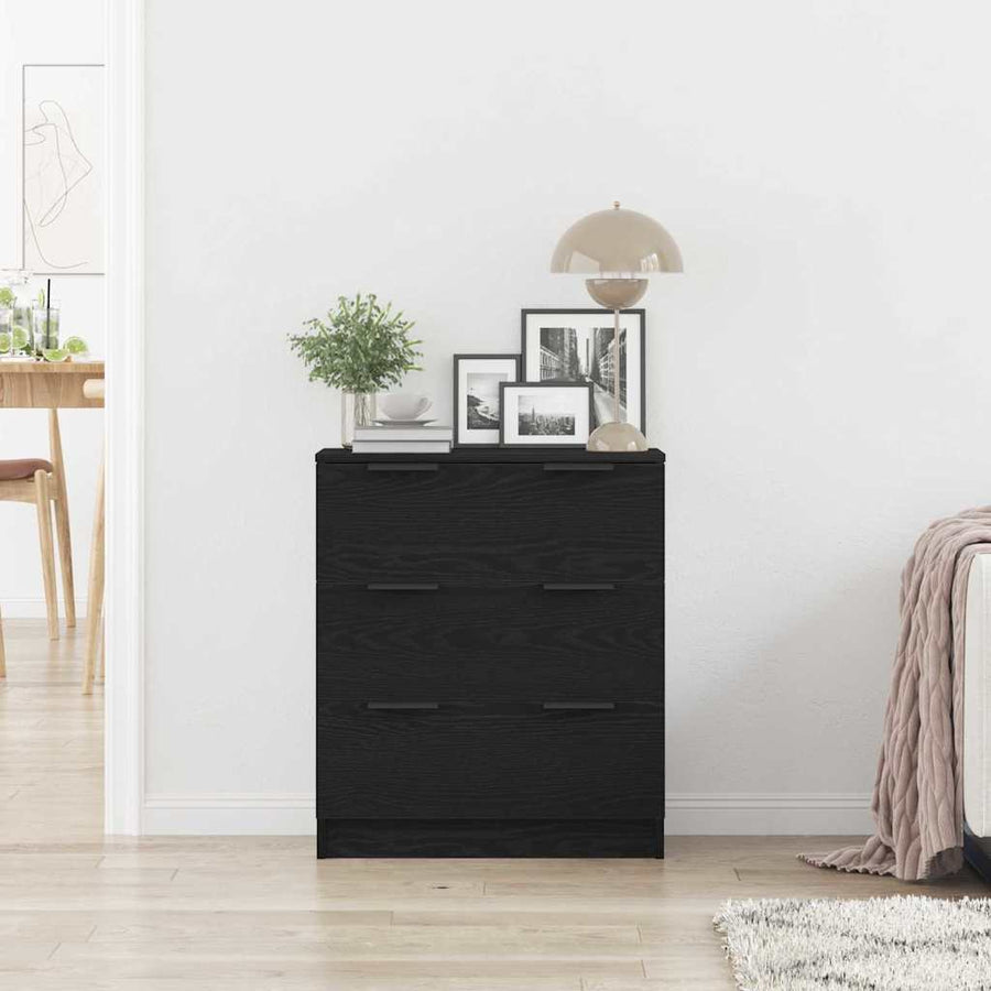 Dressoir met lade Zwart Eiken 60 x 30 x 70 cm Bewerkt hout