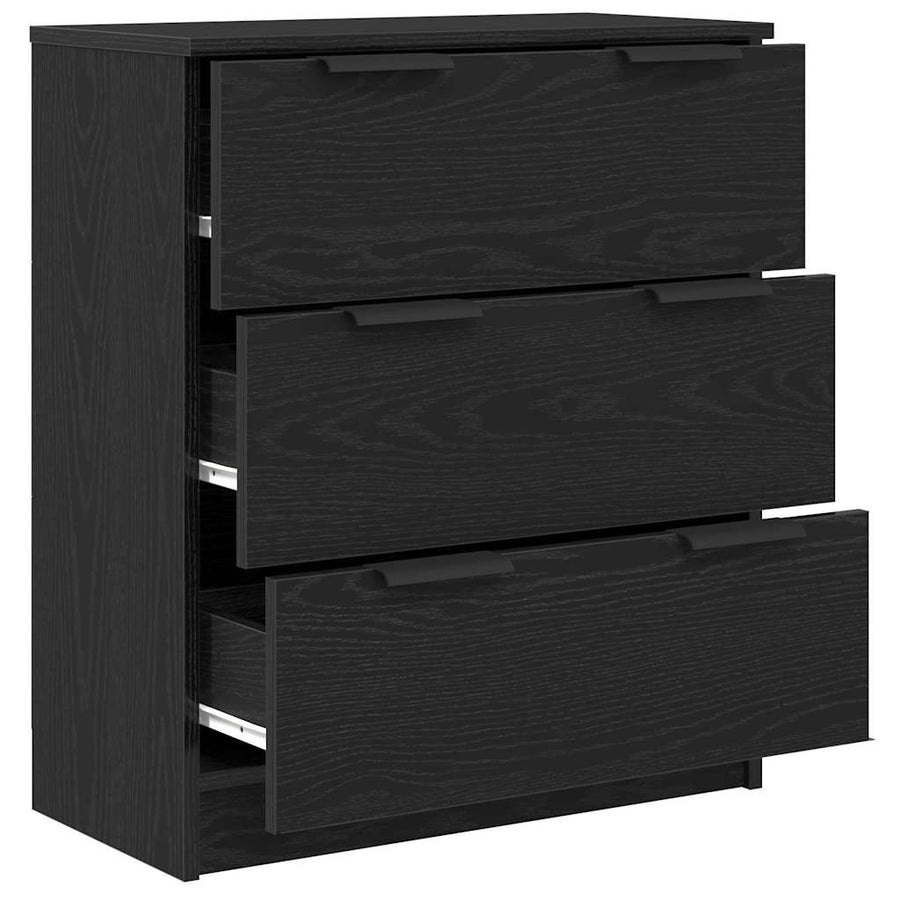 Dressoir met lade Zwart Eiken 60 x 30 x 70 cm Bewerkt hout