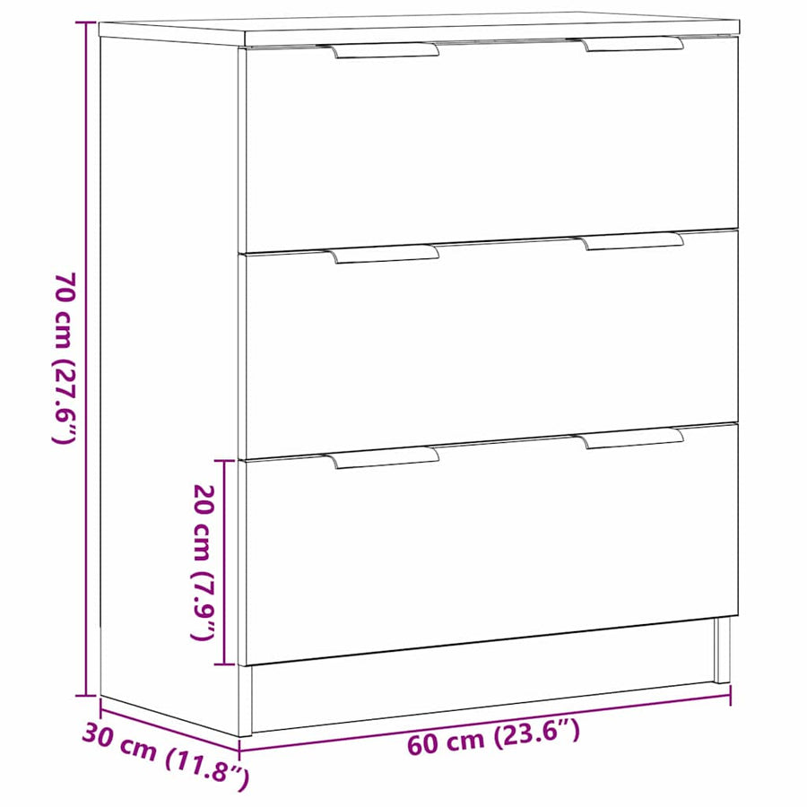 Dressoir met lade Zwart Eiken 60 x 30 x 70 cm Bewerkt hout