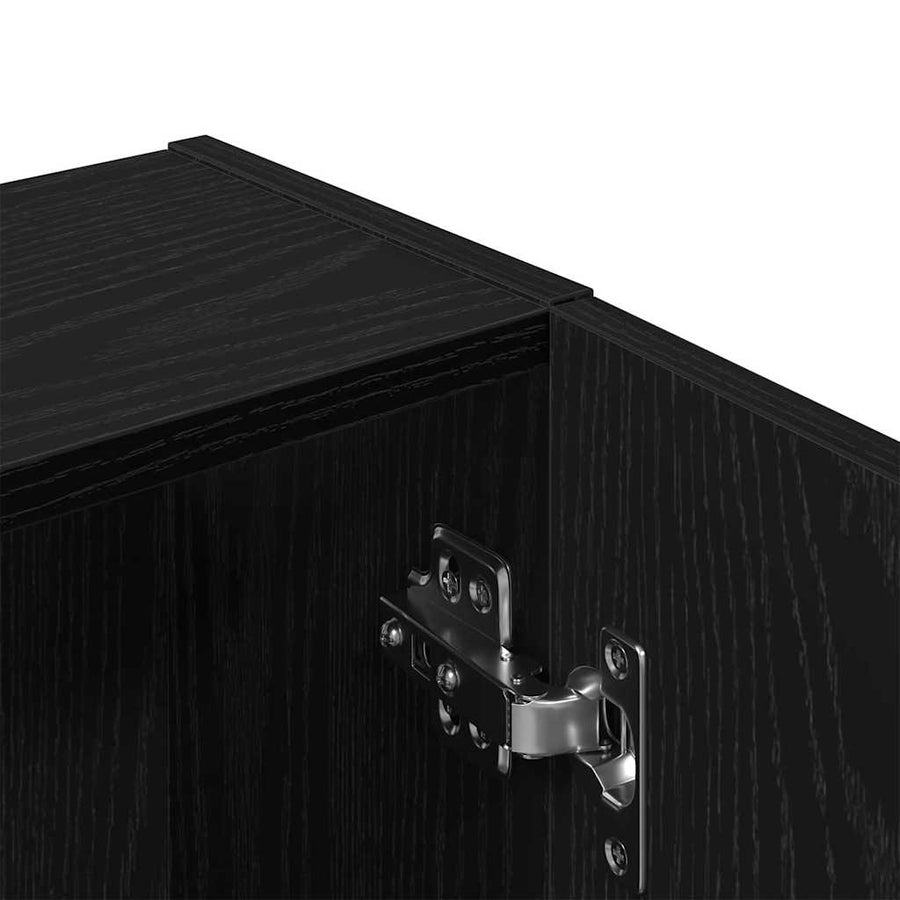 Spiegelkast met plank Zwart Eiken 64 x 20 x 67 cm Bewerkt hout