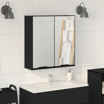 Spiegelkast met plank Zwart Eiken 64 x 20 x 67 cm Bewerkt hout