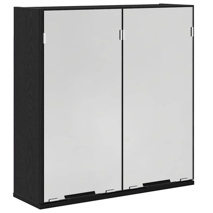 Spiegelkast met plank Zwart Eiken 64 x 20 x 67 cm Bewerkt hout