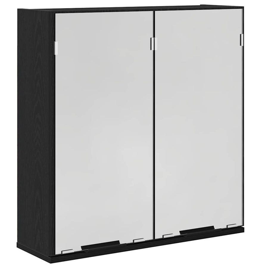 Spiegelkast met plank Zwart Eiken 64 x 20 x 67 cm Bewerkt hout