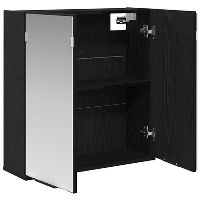 Spiegelkast met plank Zwart Eiken 64 x 20 x 67 cm Bewerkt hout