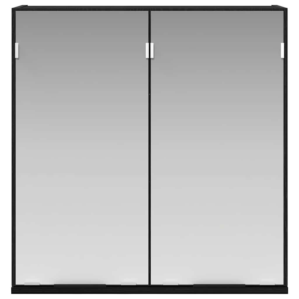 Spiegelkast met plank Zwart Eiken 64 x 20 x 67 cm Bewerkt hout