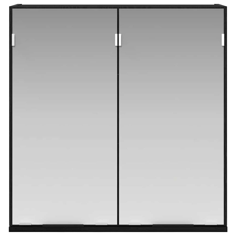 Spiegelkast met plank Zwart Eiken 64 x 20 x 67 cm Bewerkt hout