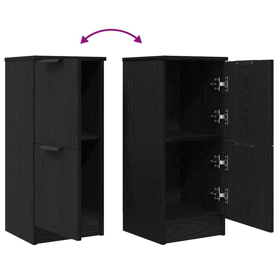 Dressoir Zwart Eiken 30 x 30 x 70 cm Bewerkt hout