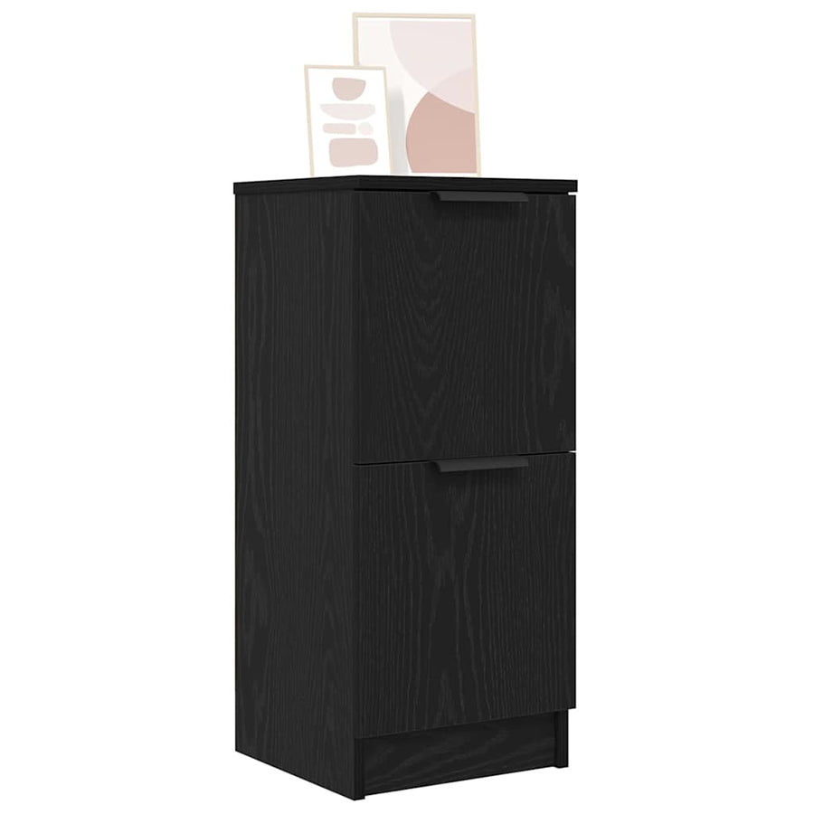 Dressoir Zwart Eiken 30 x 30 x 70 cm Bewerkt hout