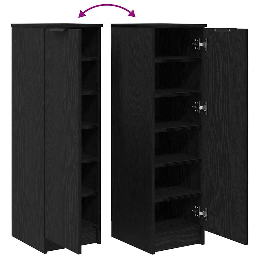 Schoenenkast Zwart Eiken 29,5 x 35 x 101 cm Bewerkt hout