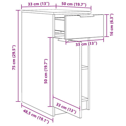 Kantoor kast Zwart Eiken 33 x 50 x 75 cm Bewerkt hout