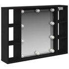 Mirrored cabinet with shelf Black Oak 76 x 15 x 55 cm Engineered wood