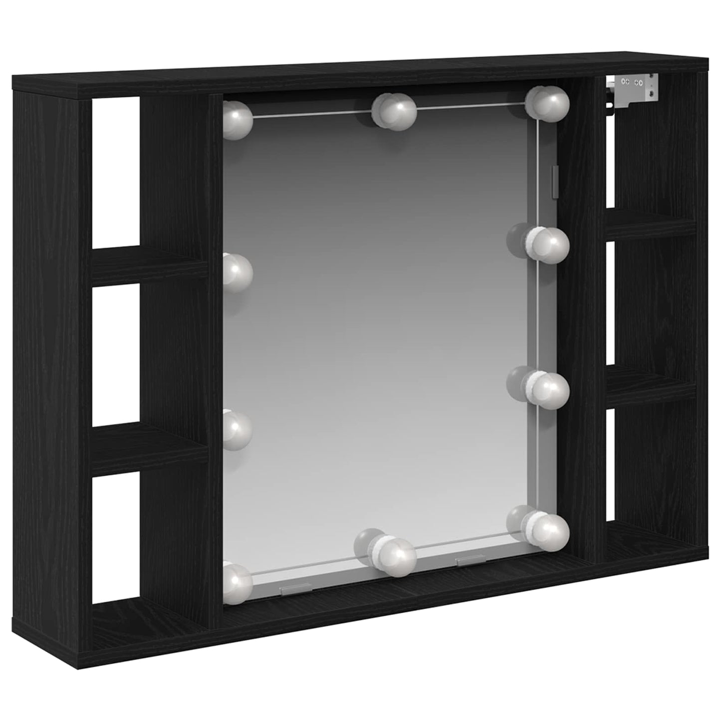 Spiegelkast met plank Zwart Eiken 76 x 15 x 55 cm Bewerkt hout