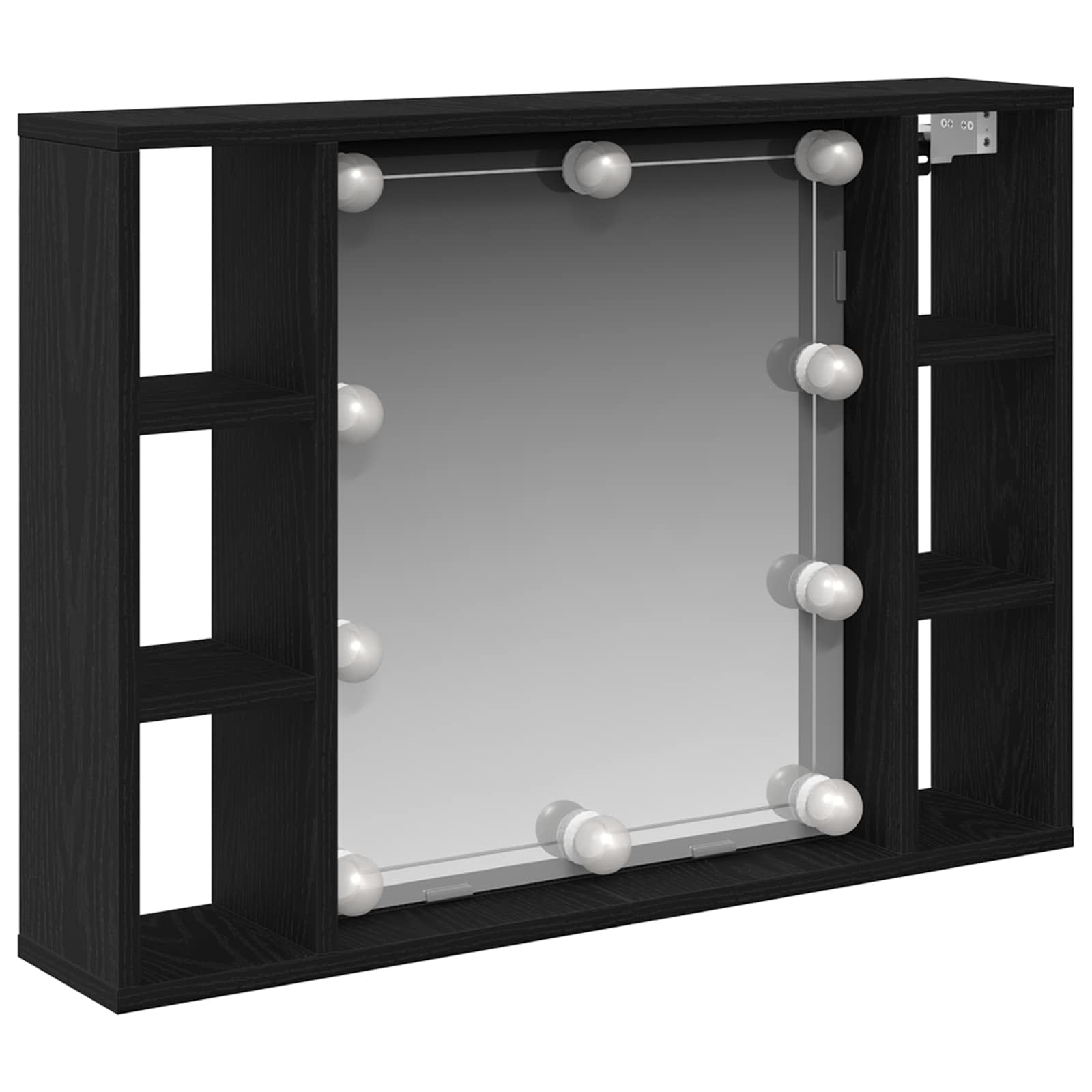 Spiegelkast met plank Zwart Eiken 76 x 15 x 55 cm Bewerkt hout