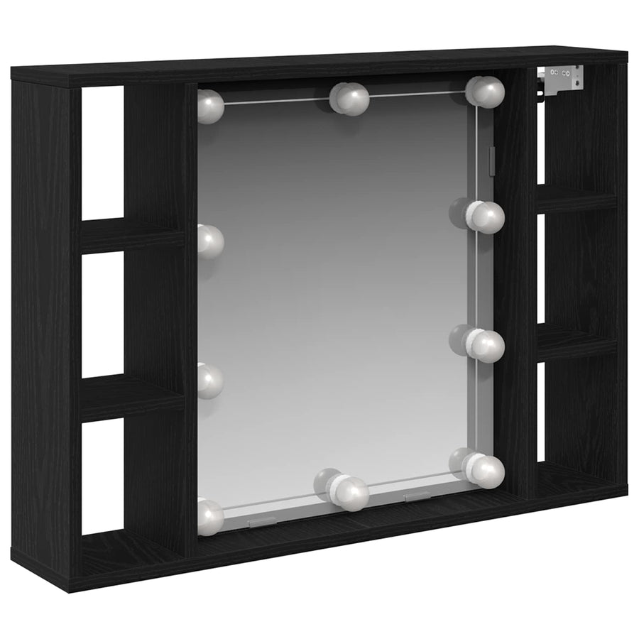 Spiegelkast met plank Zwart Eiken 76 x 15 x 55 cm Bewerkt hout