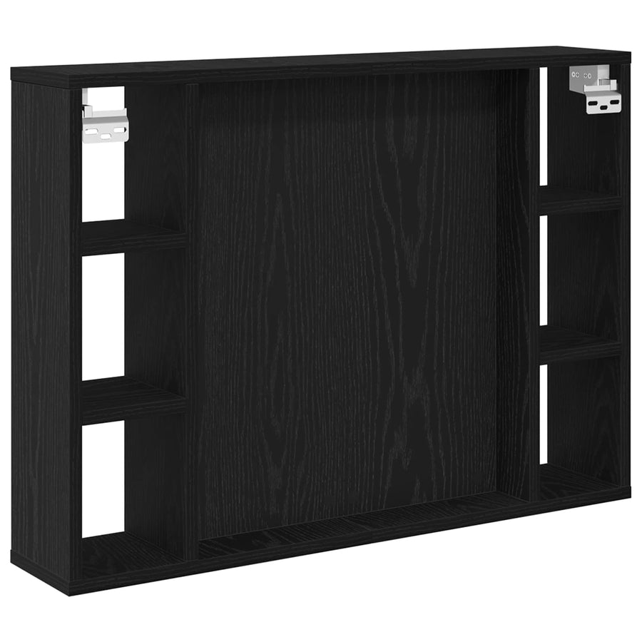 Spiegelkast met plank Zwart Eiken 76 x 15 x 55 cm Bewerkt hout