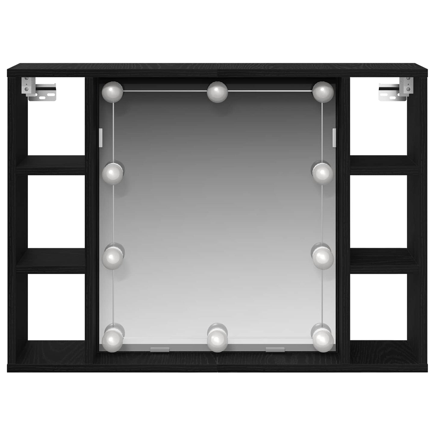 Spiegelkast met plank Zwart Eiken 76 x 15 x 55 cm Bewerkt hout
