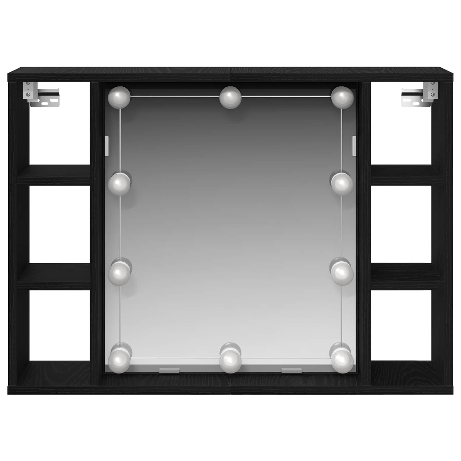 Spiegelkast met plank Zwart Eiken 76 x 15 x 55 cm Bewerkt hout