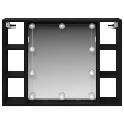 Spiegelkast met plank Zwart Eiken 76 x 15 x 55 cm Bewerkt hout