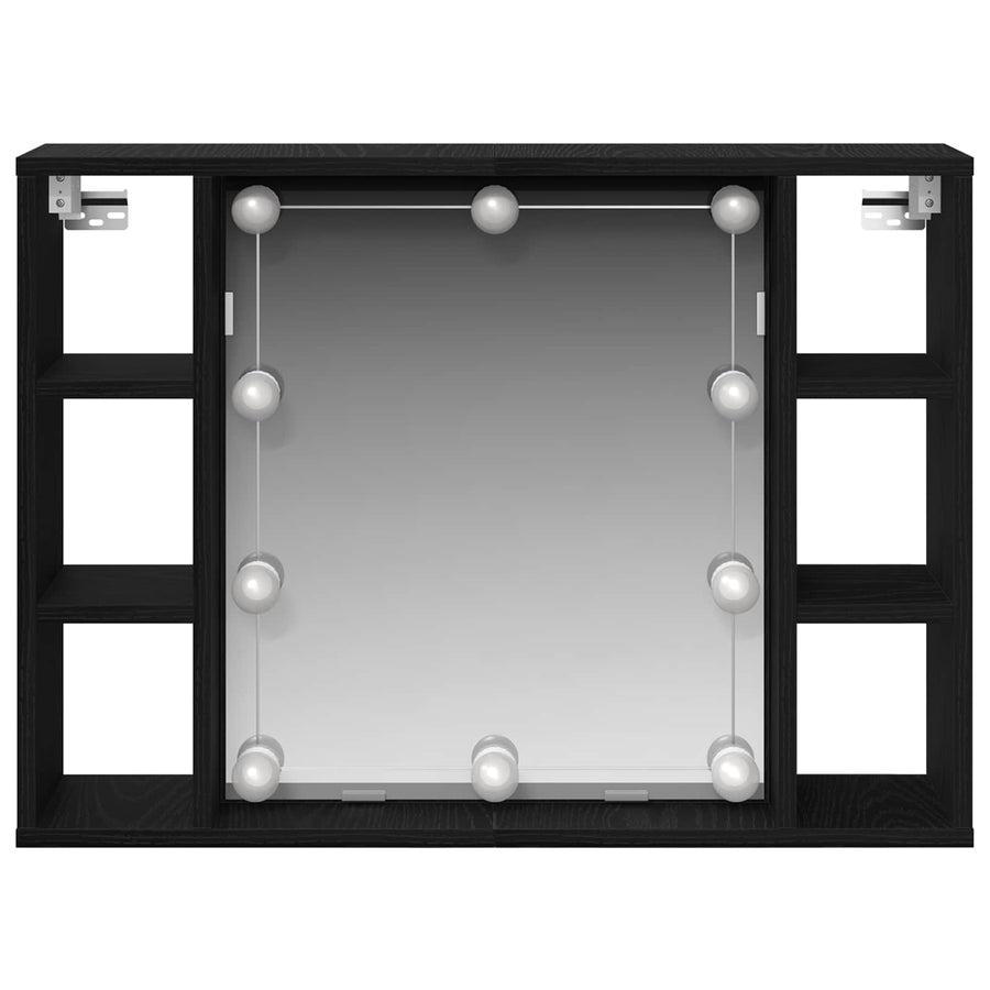 Spiegelkast met plank Zwart Eiken 76 x 15 x 55 cm Bewerkt hout