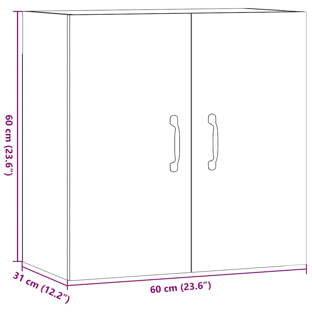 Wandkast 60x31x60 cm bewerkt hout zwart eikenkleurig