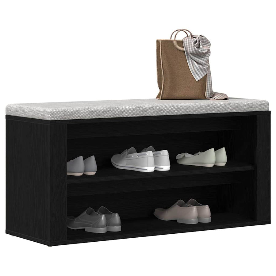 Schoenenbank 100x35x45 cm bewerkt hout zwart eikenkleurig