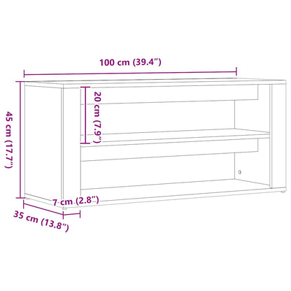 Schoenenbank 100x35x45 cm bewerkt hout zwart eikenkleurig