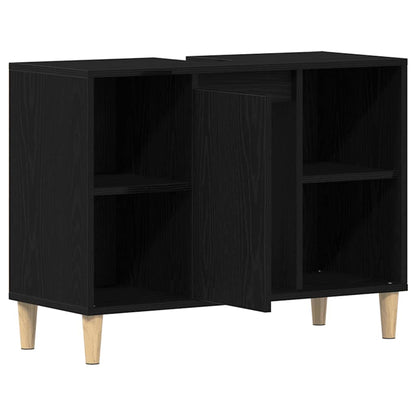 Spoelbakkast 80x33x60 cm bewerkt hout zwart eikenkleurig