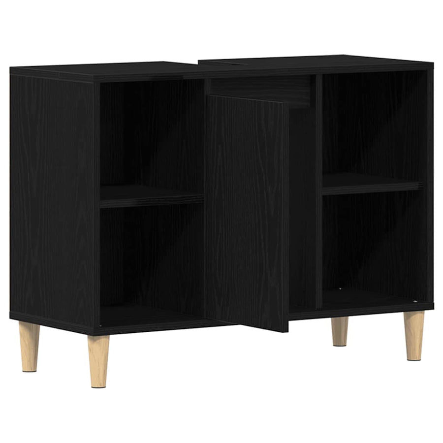 Spoelbakkast 80x33x60 cm bewerkt hout zwart eikenkleurig